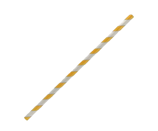 paper straw regular with yellow stripes