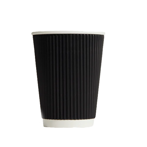 12oz Ripple Wall Coffee Cups - Black