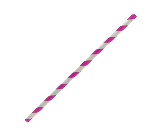 regular paper straw with pink stripes