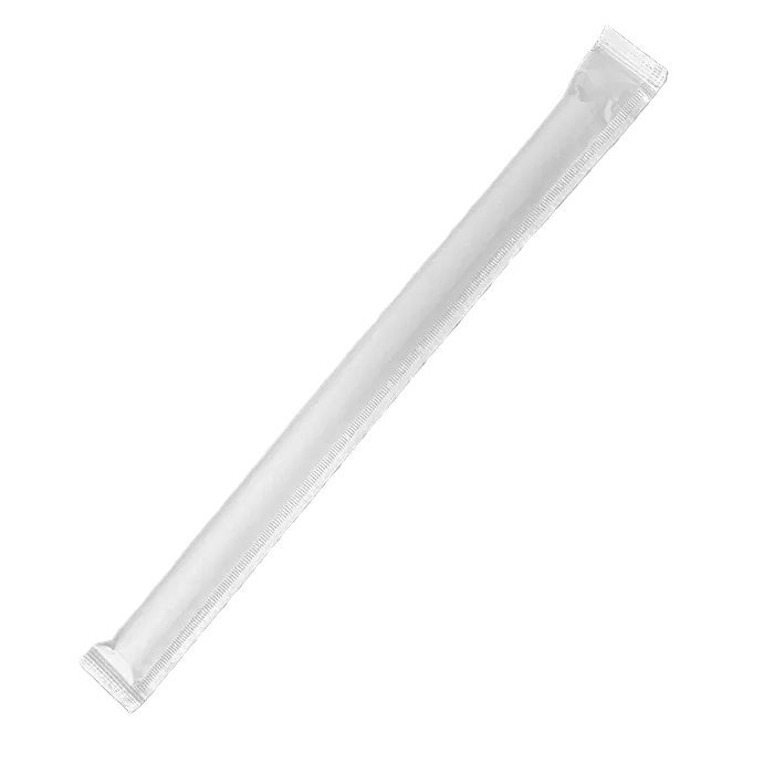 Paper Straw Bubble Tea Individually Wrapped plain white