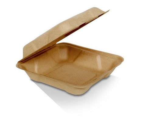 Bamboo 8" Clamshell Container (200pcs/ctn) - Wholesale Compostable Containers | ZenPacks