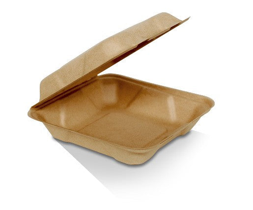 Bamboo 8" Clamshell Container (200pcs/ctn) - Wholesale Compostable Containers | ZenPacks