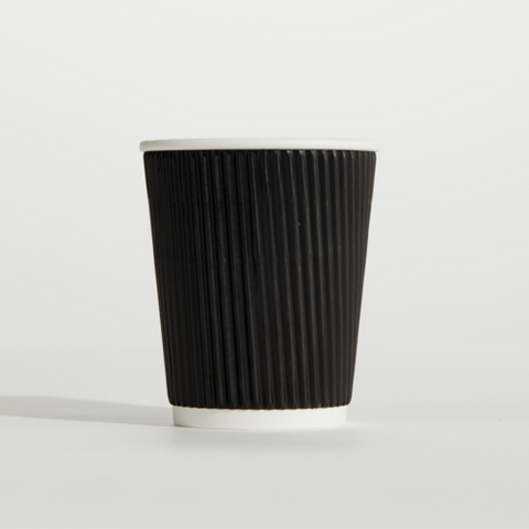 8oz Ripple Wrap Coffee Cup - Black (500pcs/ctn) - Wholesale Compostable Cups | ZenPacks
