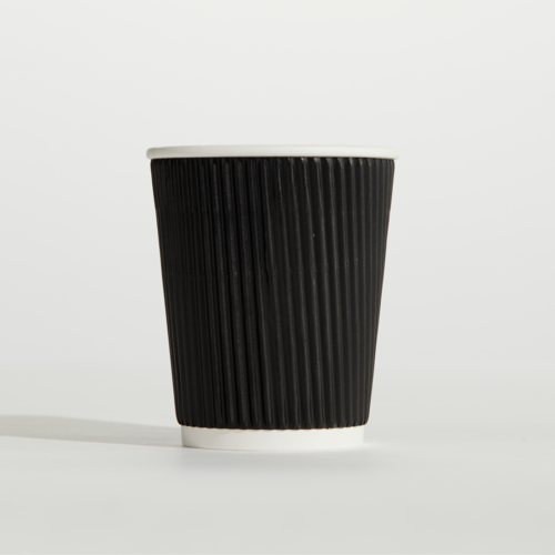 8oz Ripple Wrap Coffee Cup - Black (500pcs/ctn) - Wholesale Compostable Cups | ZenPacks
