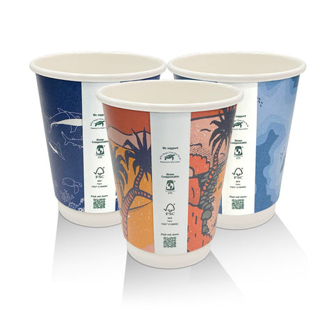 Aqueous Coated Double Wall Cup - 12oz/White (500pcs/ctn) - Wholesale Compostable Cups | ZenPacks