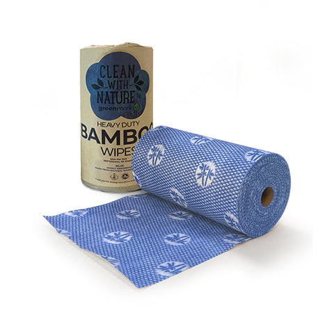Bamboo Heavy Duty Wipes Blue 6 rolls/ctn - Wholesale Compostable Cleaning & Hygiene | ZenPacks