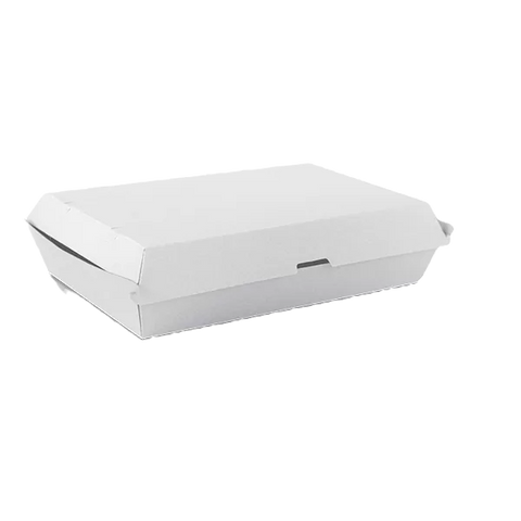 white corrugated clamshell container family pack