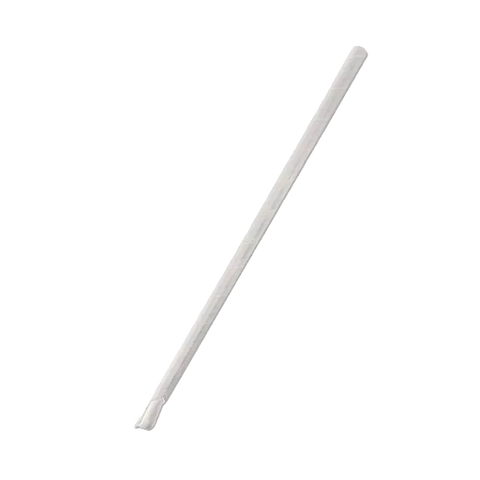 Paper straw with spoon in white