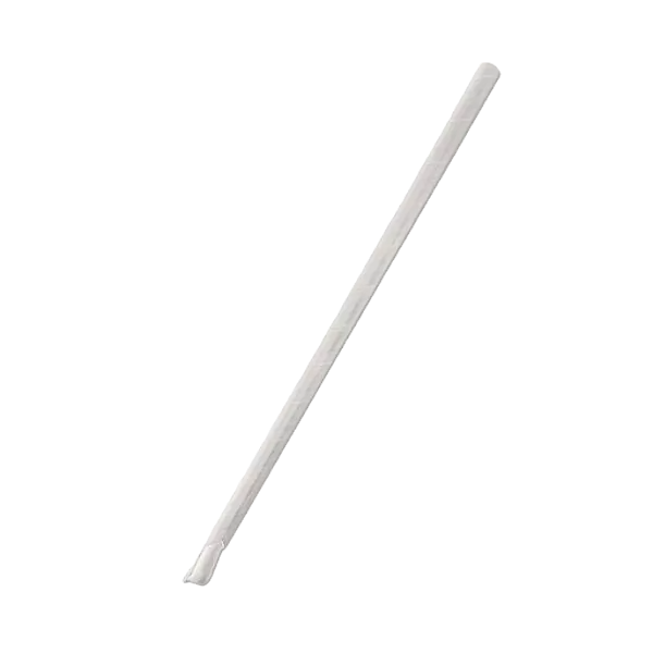 Paper straw with spoon in white