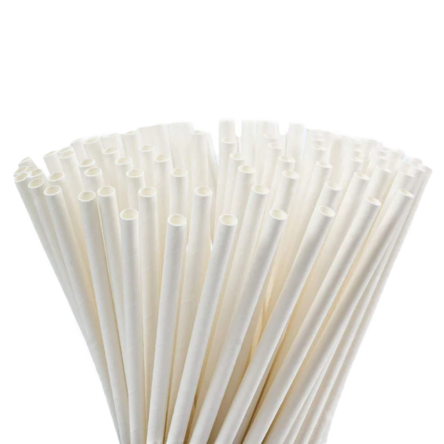 White paper straws bundle