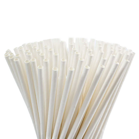 White paper straws bundle