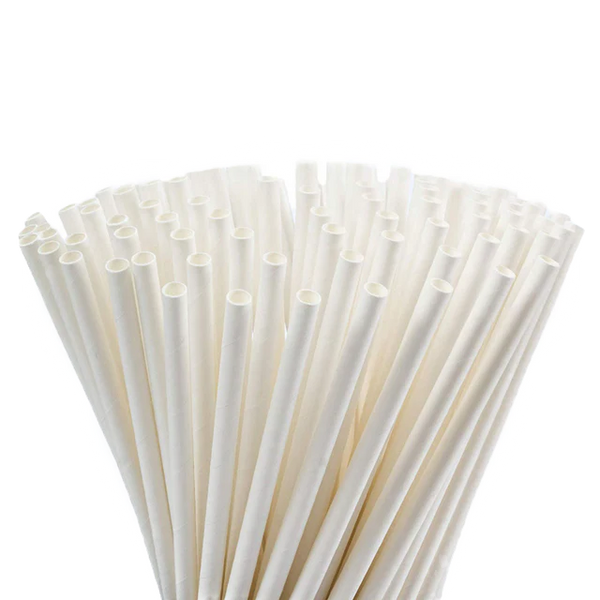 White paper straws bundle