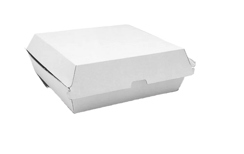 White corrugated clamshell dinner box