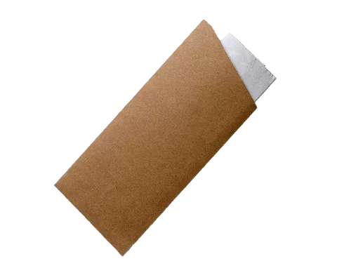 kraft cutlery pouch with white napkin