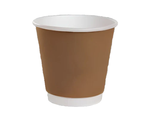 Brown 8oz Double Wall Coffee Cups 90mm