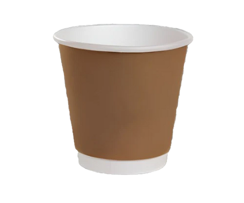 Brown 8oz Double Wall Coffee Cups 90mm