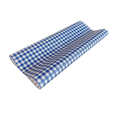 Gingham Greaseproof Paper -  Blue Large 400 X 330mm (200pcs/ctn)