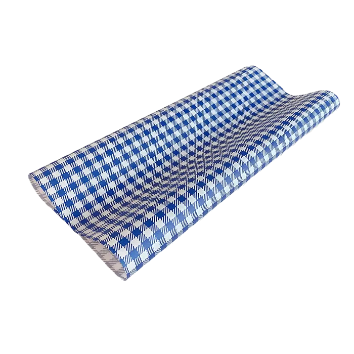 Gingham Greaseproof Paper -  Blue Large 400 X 330mm (200pcs/ctn)