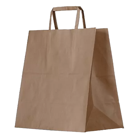 brown kraft paper bag with flat paper handle in medium size
