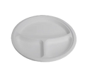 10" 3 compartment sugarcane white round plates