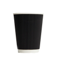 12oz Ripple Wall Coffee Cups - Black