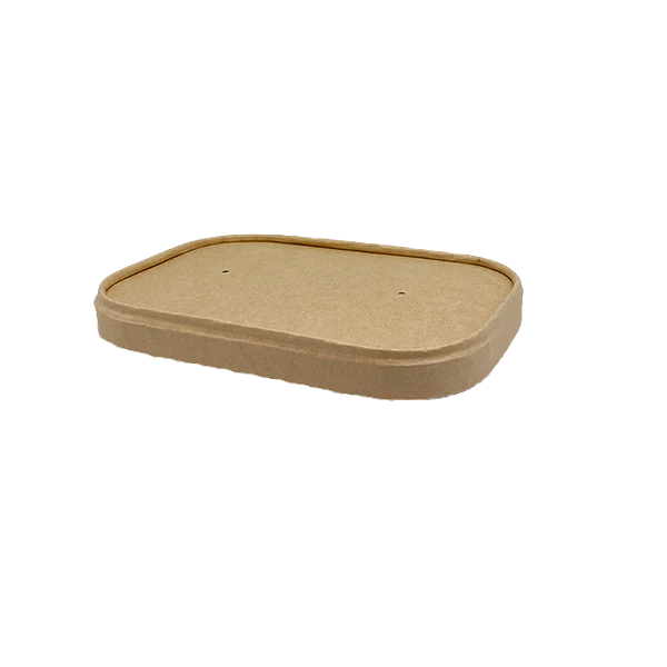 Kraft Rectangle Paper Container Lid (Fits 500-1000ml) (300pcs/ctn）