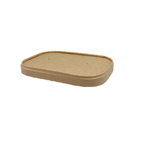 Kraft Rectangle Paper Container Lid (Fits 500-1000ml) (300pcs/ctn）