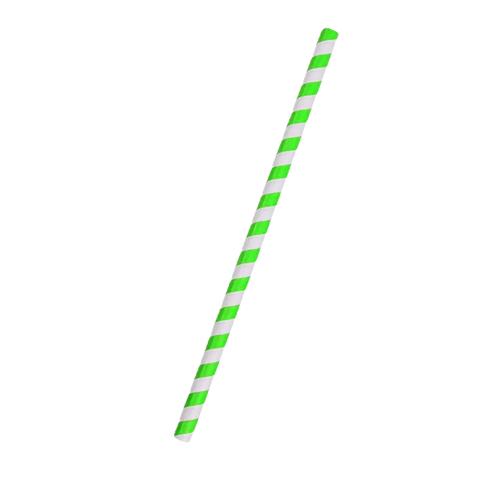 Paper Straw Jumbo Green Stripe