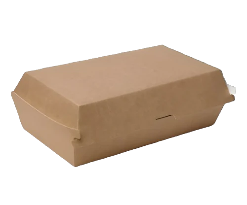 Brown kraft carboard takeaway clamshell container snack box