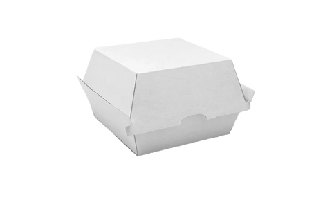white corrugated clamshell burger box
