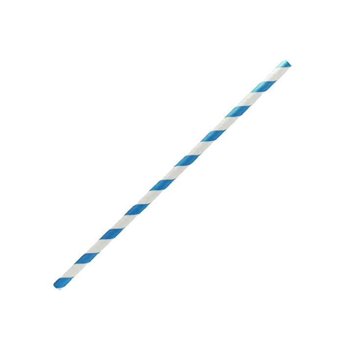 paper straw regular with blue stripes