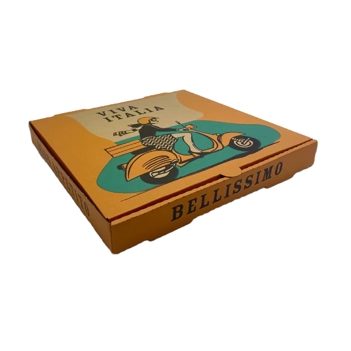 brown printed pizza box 13 inches