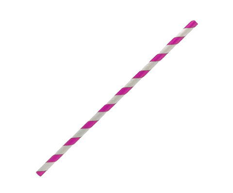 regular paper straw with pink stripes