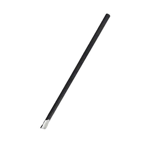 Paper straw with spoon black