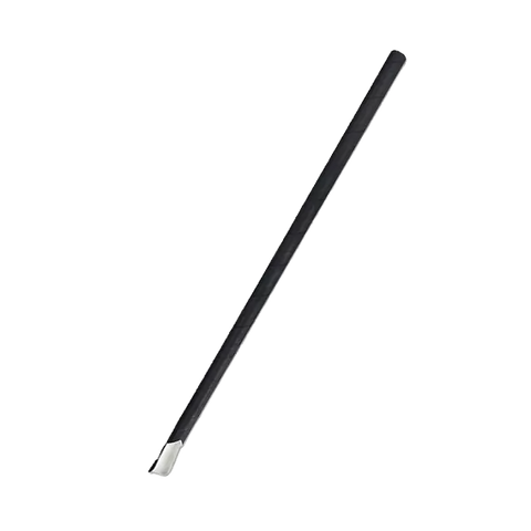 Paper straw with spoon black