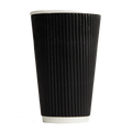 16oz Ripple Wall Coffee Cups - Black