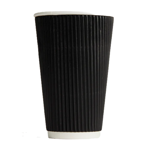 16oz Ripple Wall Coffee Cups - Black