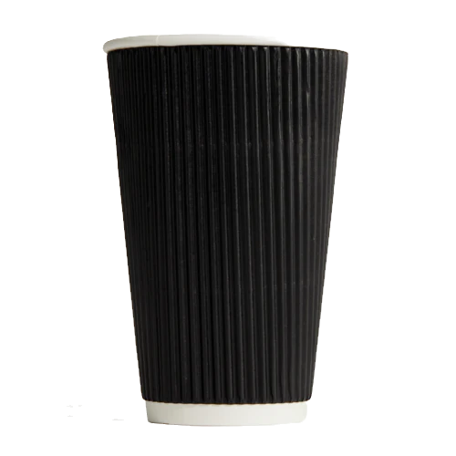 16oz Ripple Wall Coffee Cups - Black