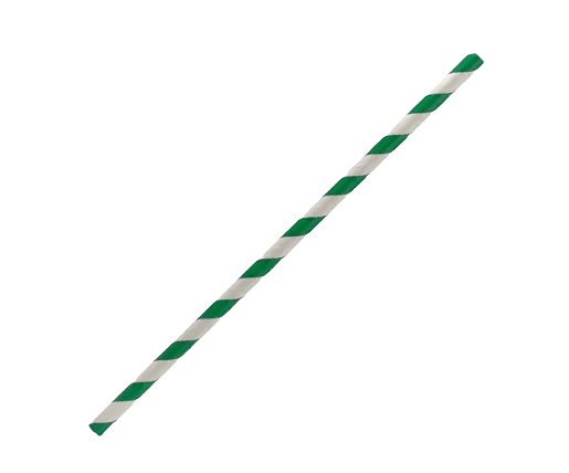 Paper straw regular with green stripes