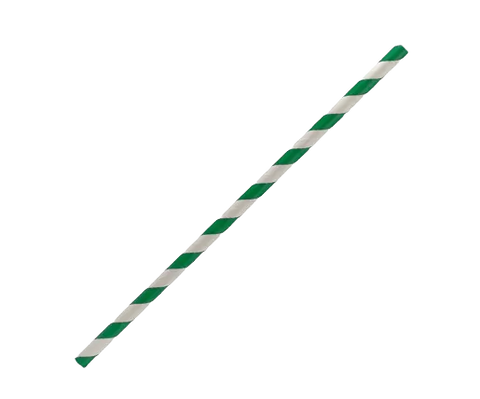 Paper straw regular with green stripes