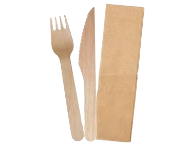 Disposable wooden Cutlery Set Fork knife and napkin