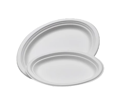 White sugarcane oval plates