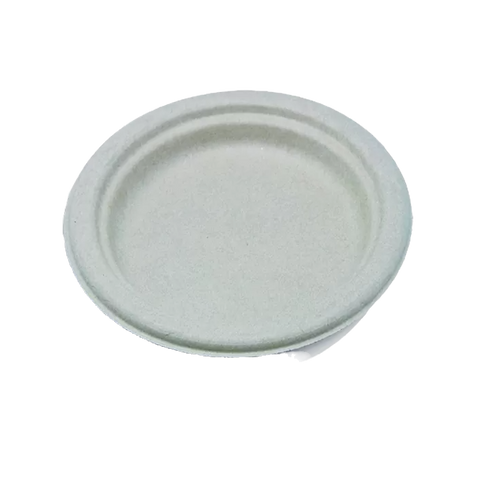 Sugarcane Unbleached Round Plate - 9″ (500pcs/ctn) - Wholesale Compostable Plates | ZenPacks