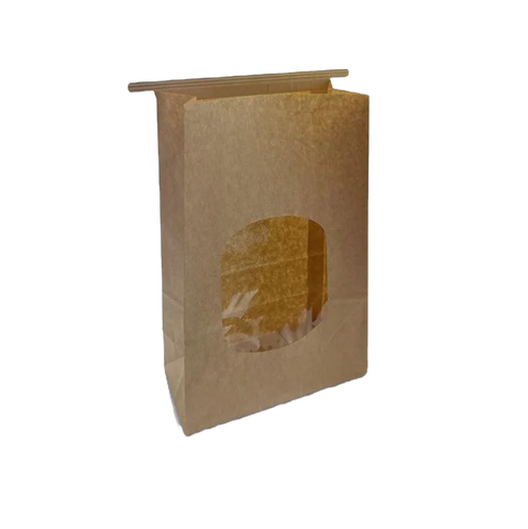 Tin Tie Coffee & Cookie Brown Window Bags - Large (500pcs/ctn)