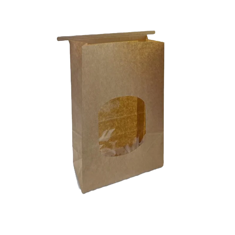 Tin Tie Coffee & Cookie Brown Window Bags - Large (500pcs/ctn)
