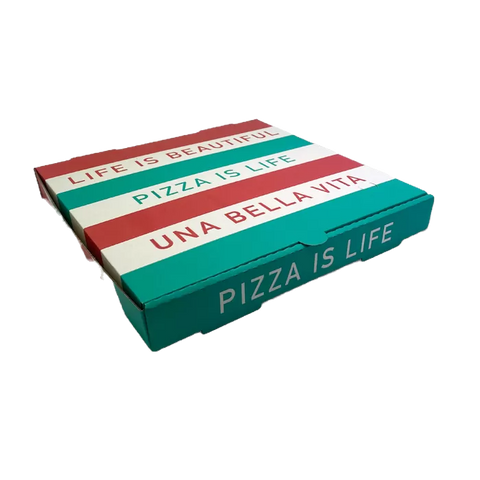 White Printed Pizza Box - 13″ 330 x 330 x 40 mm (100pcs/ctn) - Wholesale Compostable Pizza Boxes | ZenPacks