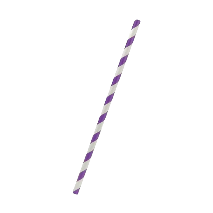 paper straw regular with purple stripes