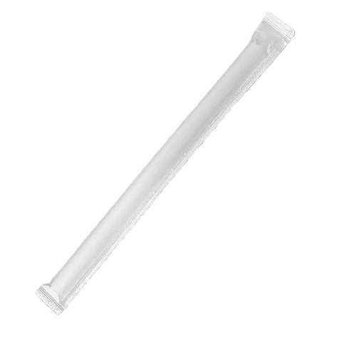 Paper Straw Bubble Tea Individually Wrapped plain white
