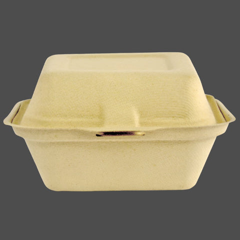 Sugarcane 6" Takeaway Clamshell Container - Burger Box (500pcs/ctn) - Wholesale Compostable Containers | ZenPacks