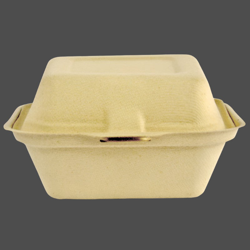 Sugarcane 6" Takeaway Clamshell Container - Burger Box (500pcs/ctn) - Wholesale Compostable Containers | ZenPacks